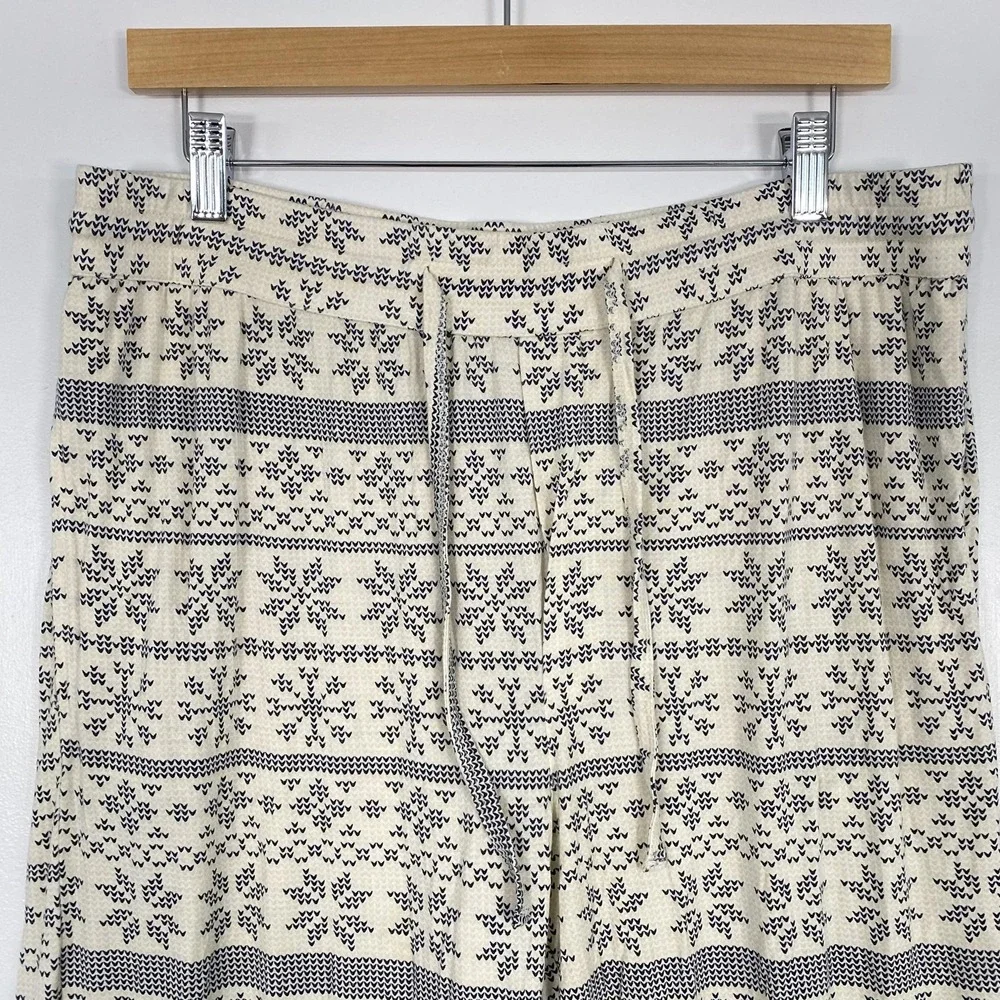 Kate Quinn Pajama Pants Womens Large Ivory Fair Isle Bamboo‎ Lounge Christmas